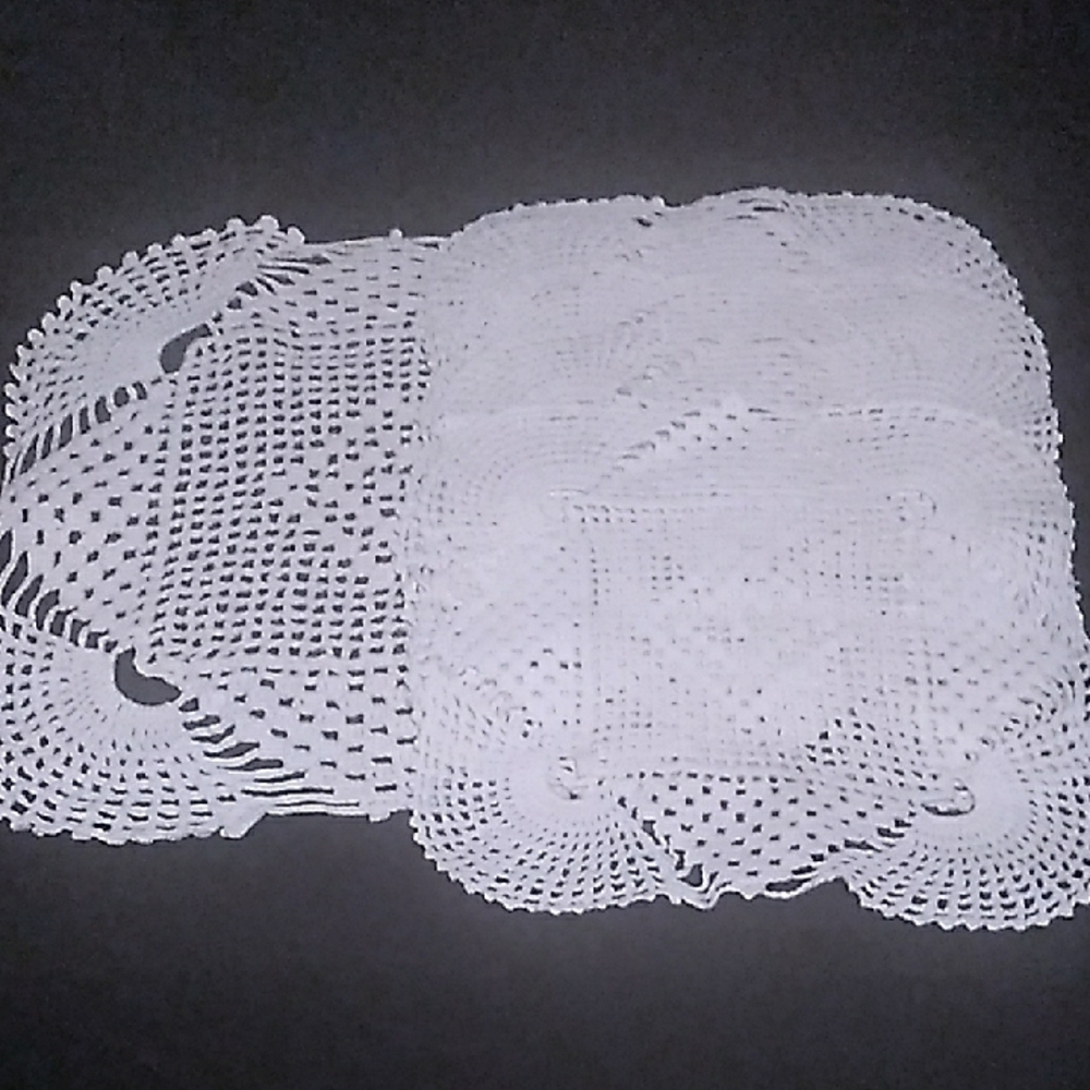 Vintage Elegant White Crochet Doilies set of 6
